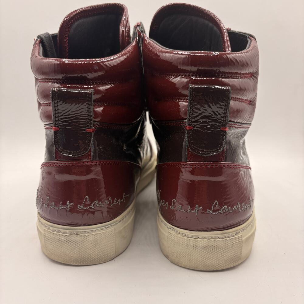SAINT LAURENT YSL Malibu High Top Patent Leather Sneaker Red Sz 42/US 9 $645 - Picture 5 of 10